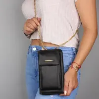 Deri Çapraz Cüzdan ve Kartlık Bölmeli (Kadın) Telefon Çantası